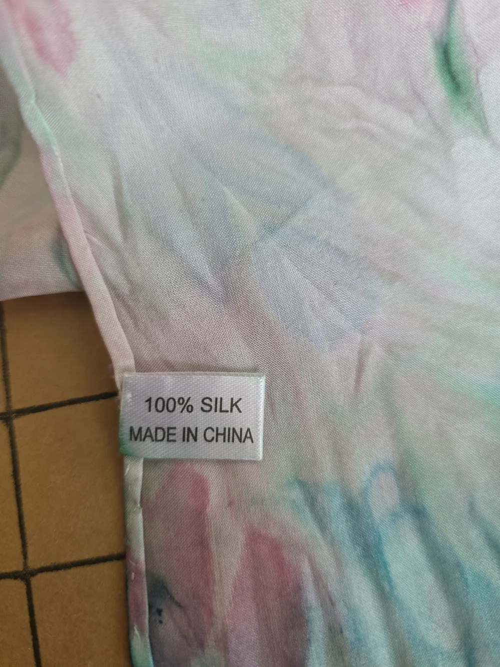 100% Silk Y2K Pastel Tie Dye Scarf 8x52 Lightweight Soft Wrap